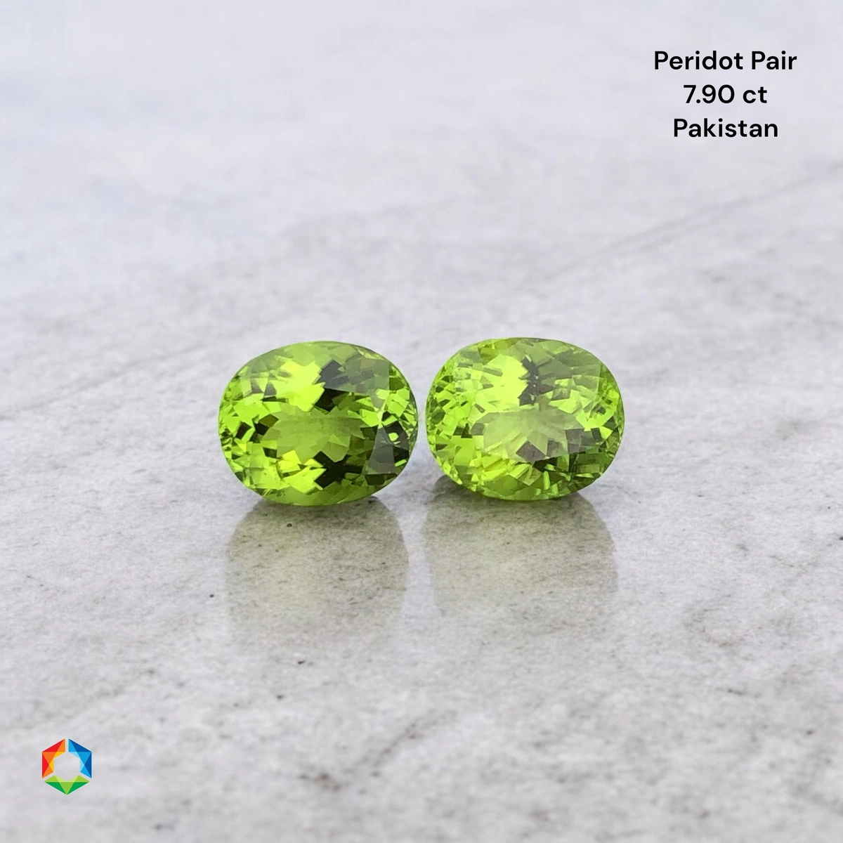 7.9 ct Green Peridot pair Oval