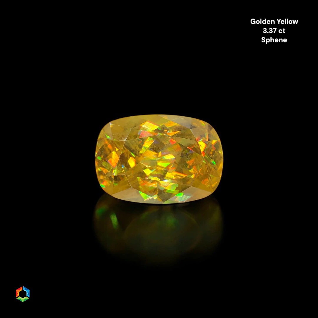 3.37 ct Yellow Sphene Cushion