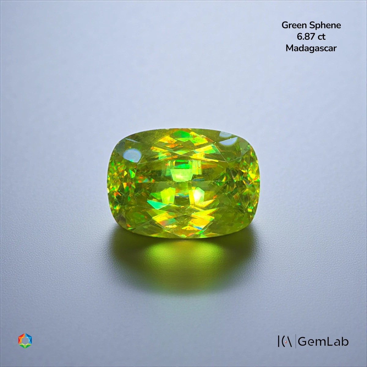 6.87 ct Green Sphene Cushion – ICA Certified