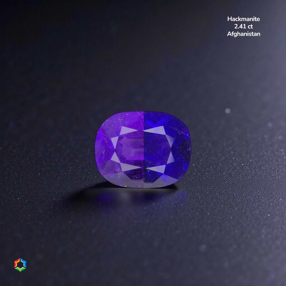 2.41 ct Colour change Hackmanite Cushion