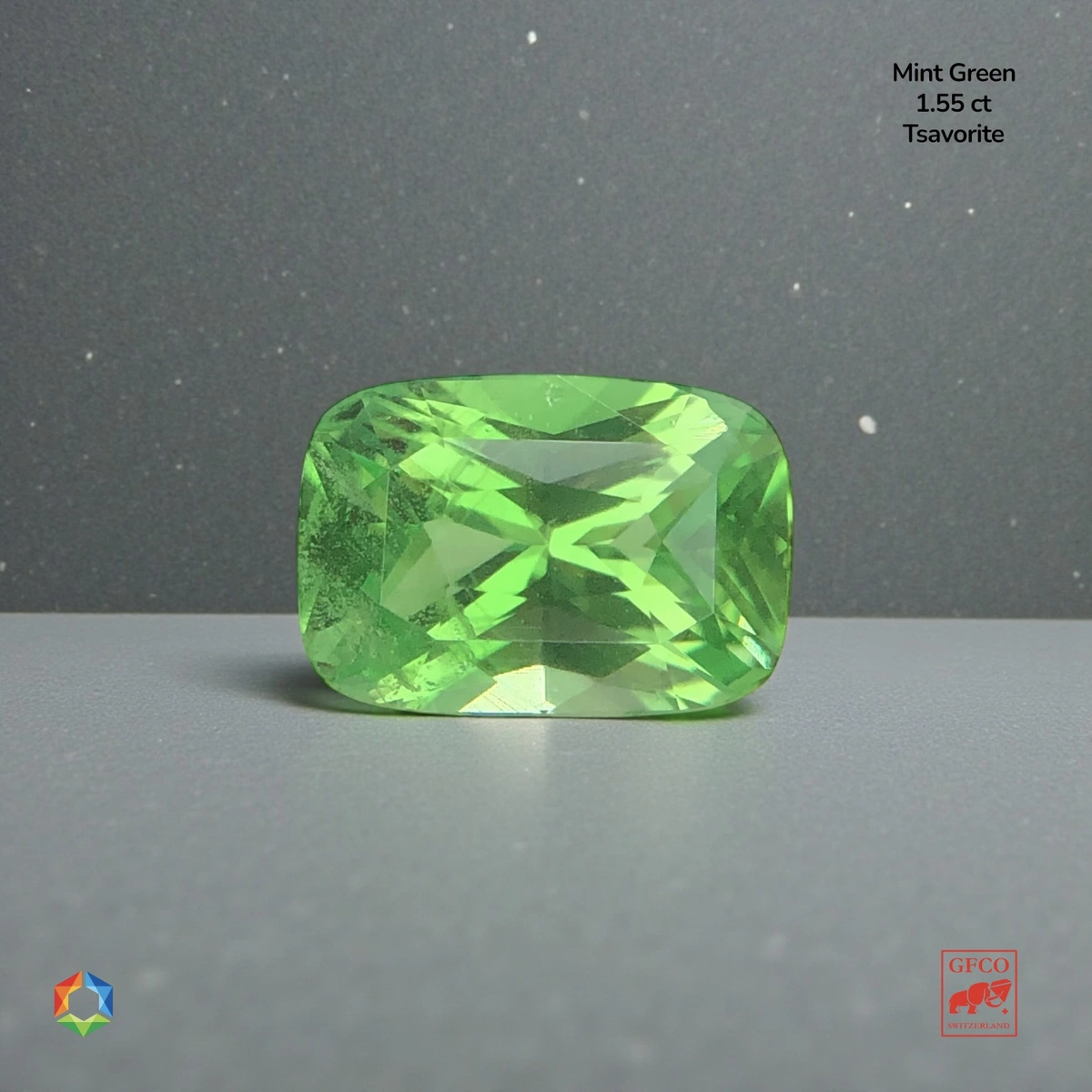 1.55 ct Green Tsavorite Garnet Cushion – GFCO Certified