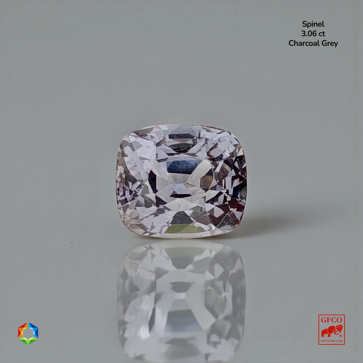 3.06 ct Grey Grey Spinel Cushion – GFCO Certified