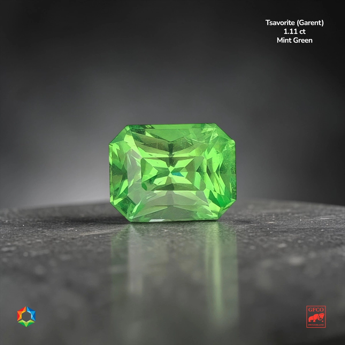 1.11 ct Green Tsavorite Garnet Octagon – GFCO Certified