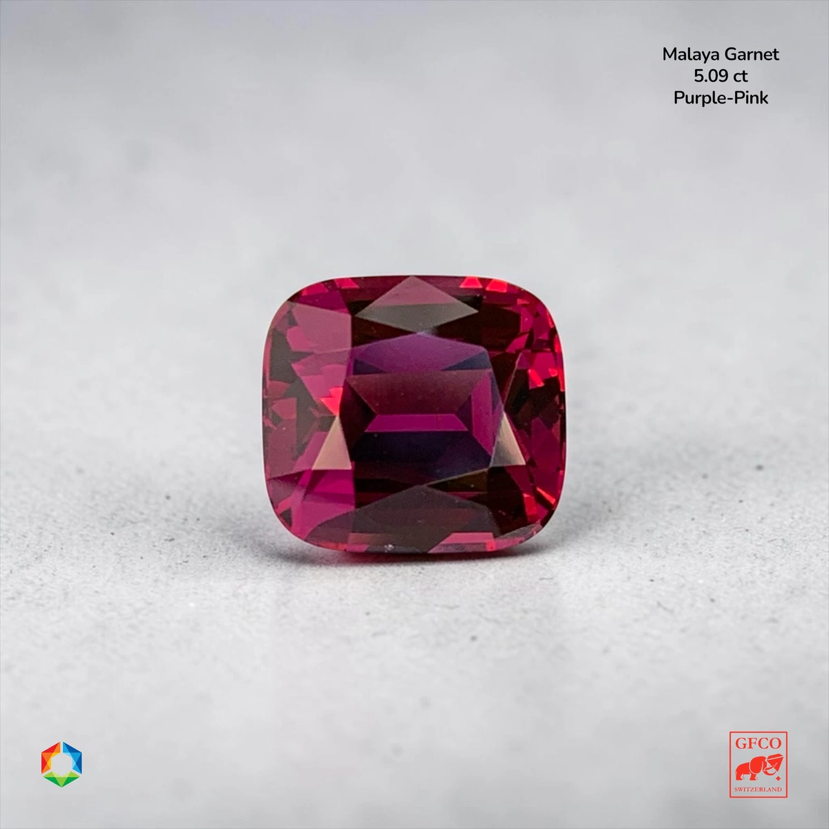 5.09 ct Pink Malaya Garnet Cushion – GFCO Certified