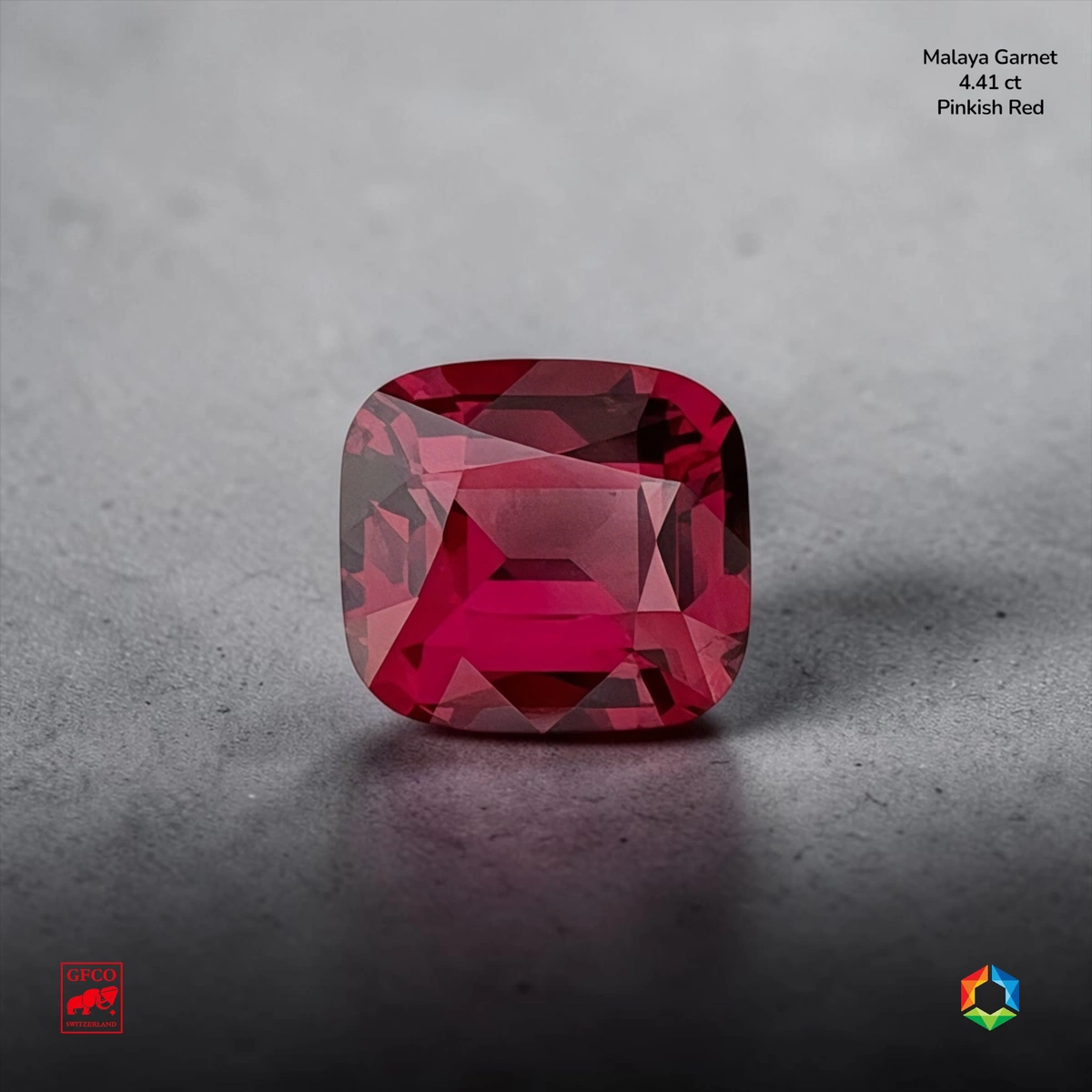 4.41 ct Pink Malaya Garnet Cushion – GFCO Certified