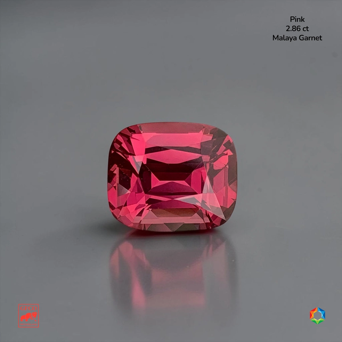 2.86 ct Pink Malaya Garnet Cushion – GFCO Certified