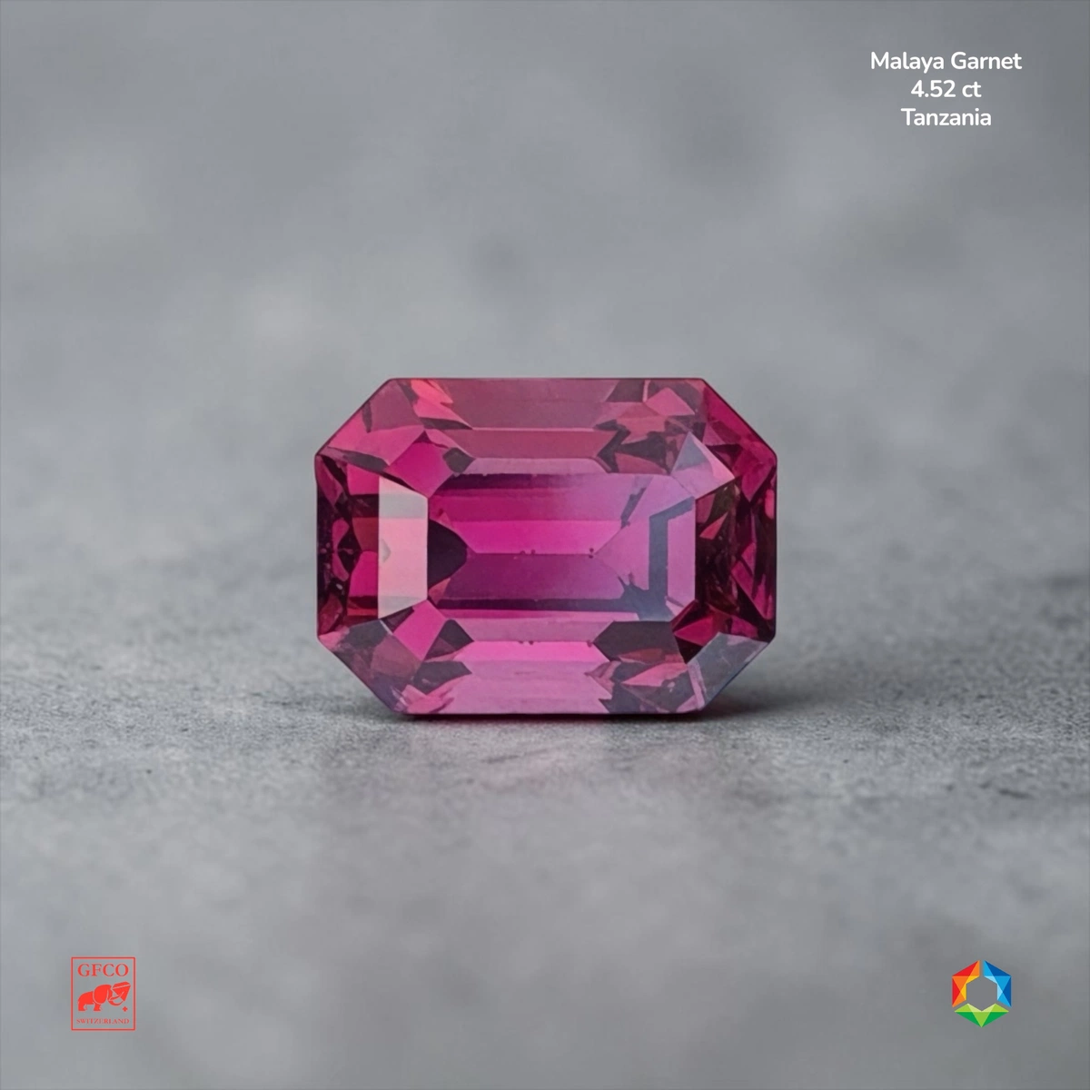 4.52 ct Pink Malaya Garnet Octagon – GFCO Certified
