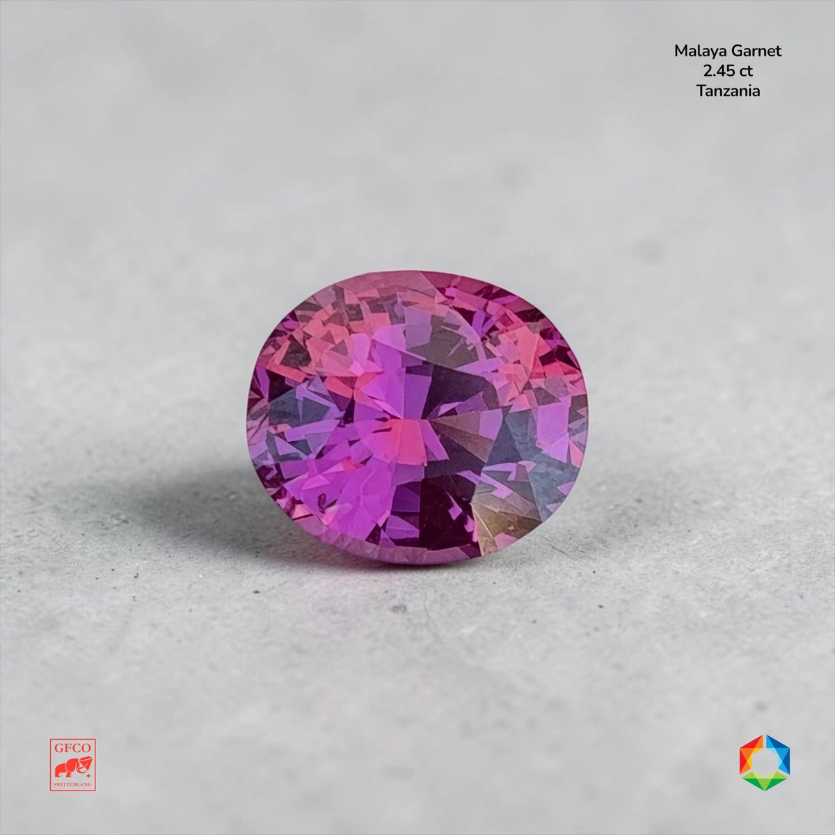 2.45 ct Pink Malaya Garnet Oval – GFCO Certified