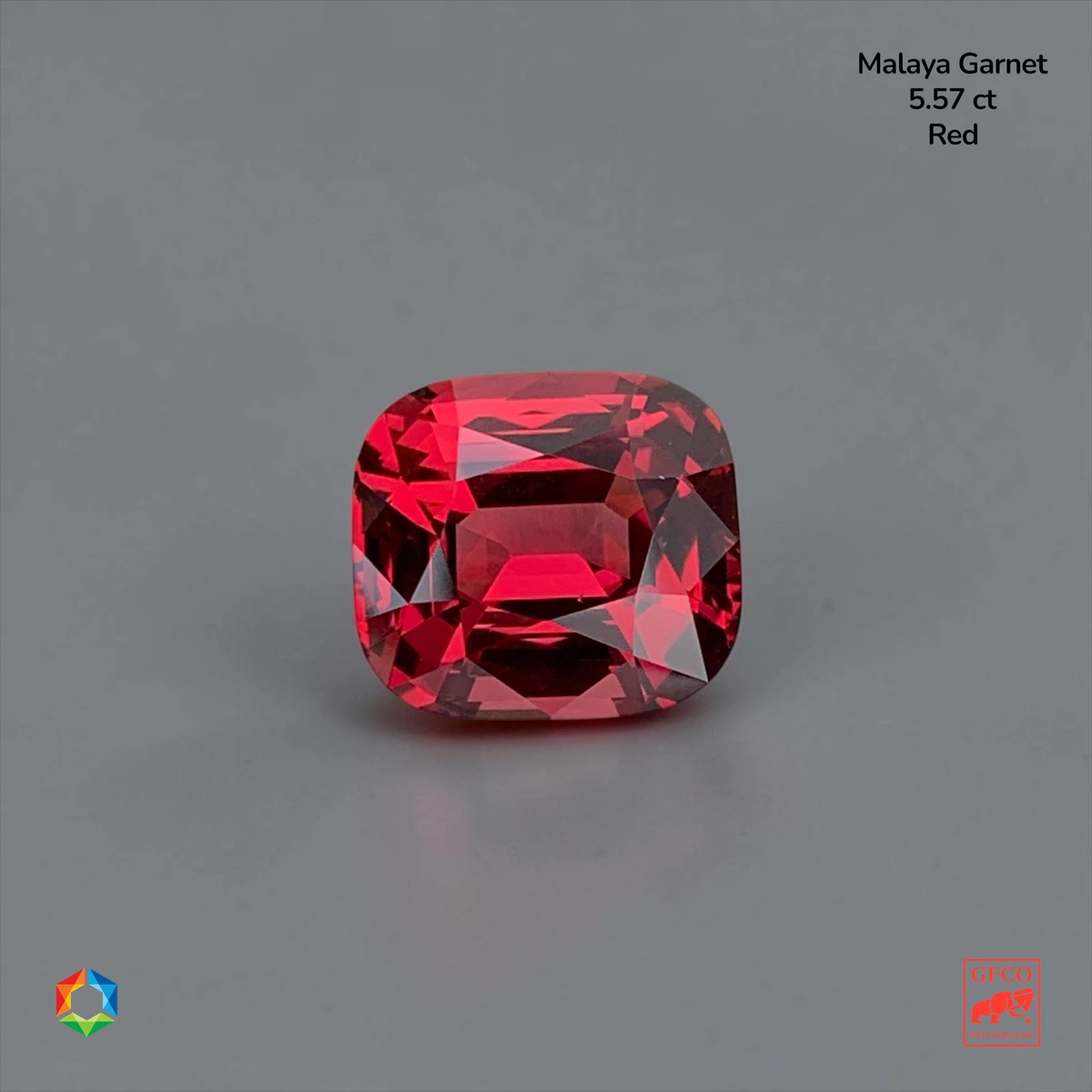 5.57 ct Red Malaya Garnet Cushion – GFCO Certified