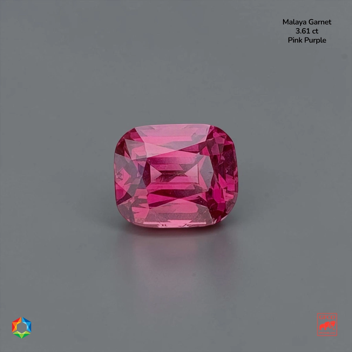 3.69 ct Pink Malaya Garnet Cushion – GFCO Certified