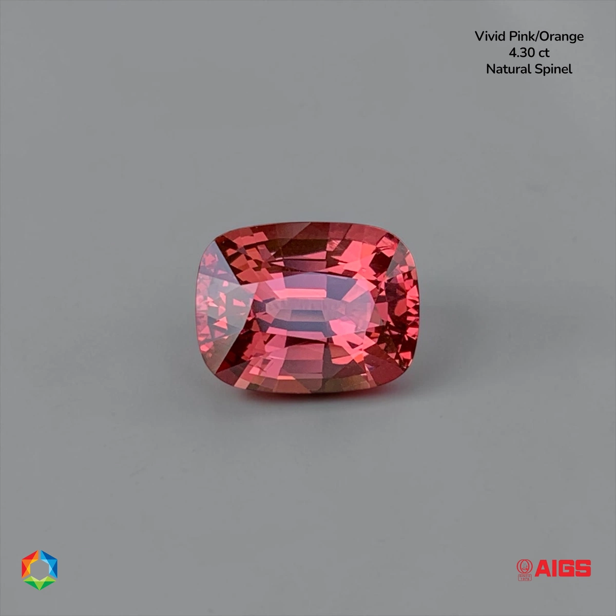 4.3 ct Orange Spinel Cushion – AIGS Certified