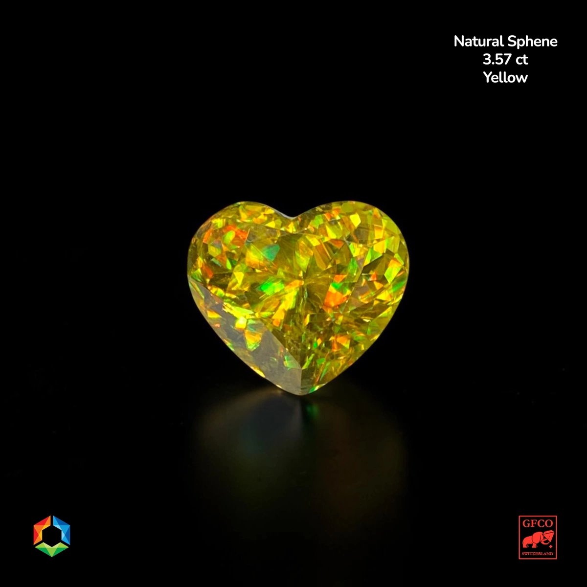 3.57 ct Yellow Sphene Heart – GFCO Certified