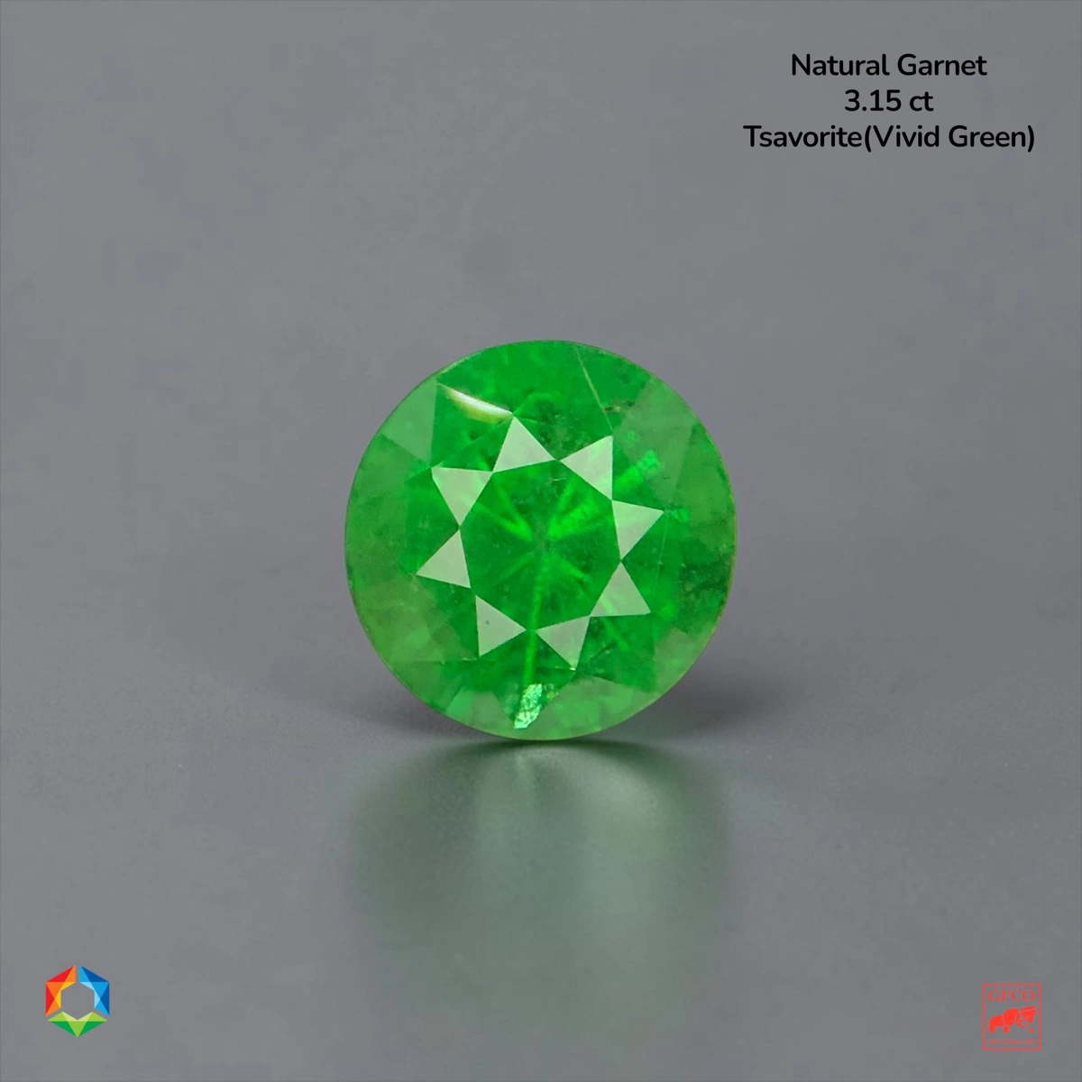 3.15 ct Green Tsavorite Garnet Round – GFCO Certified