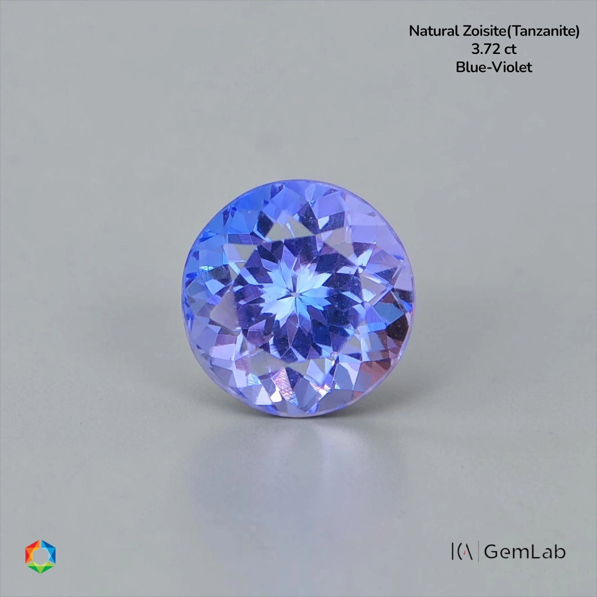3.72 ct Purple Tanzanite Round, Heated – ICA Certified