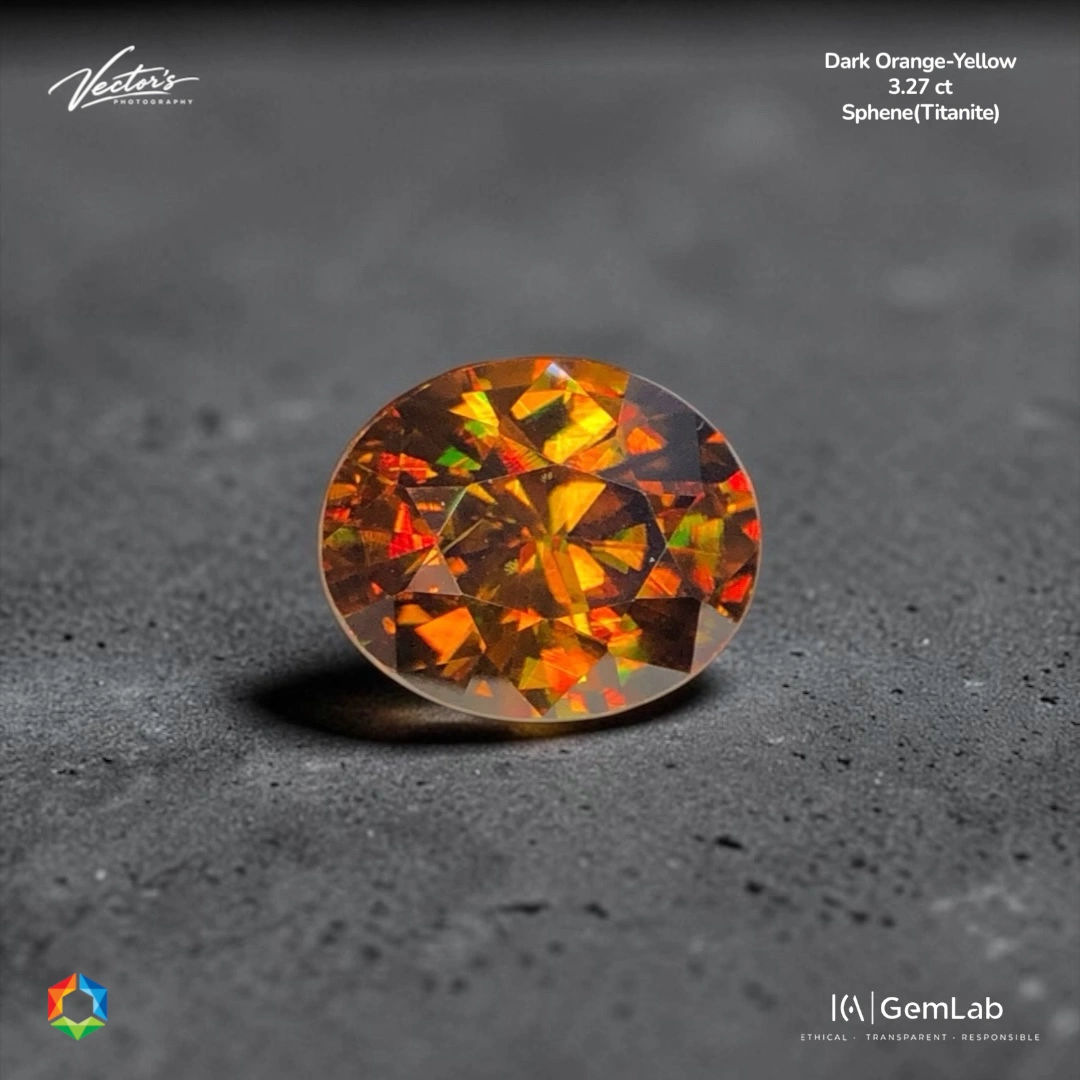 3.27 ct Orange Sphene Oval – ICA Certified