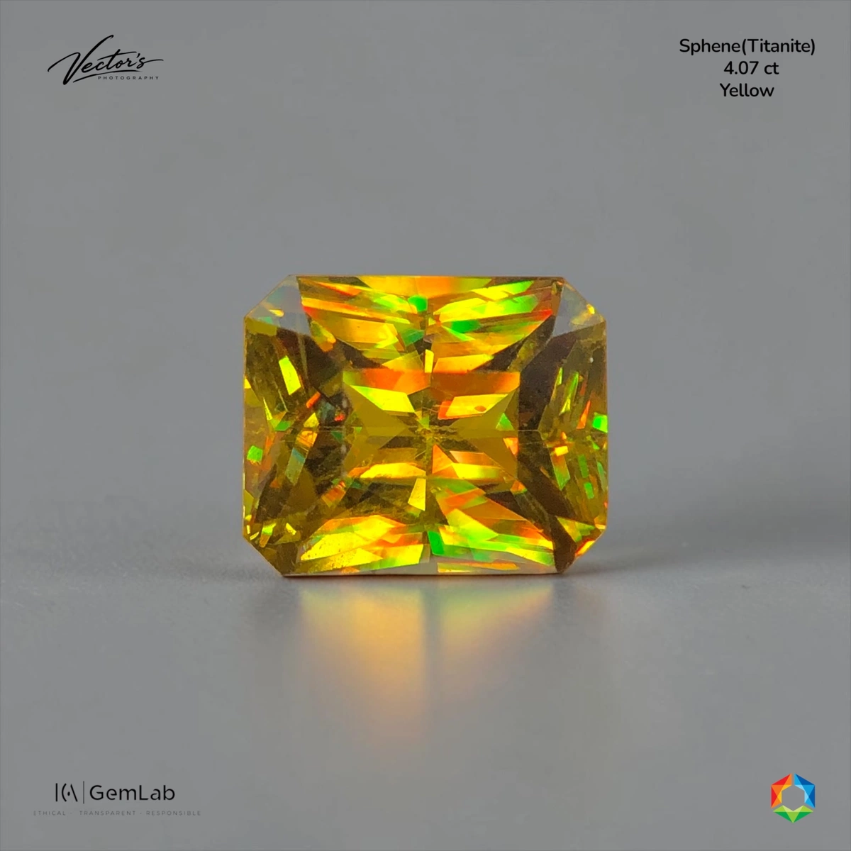 4.07 ct Yellow Sphene Octagon – ICA Certified