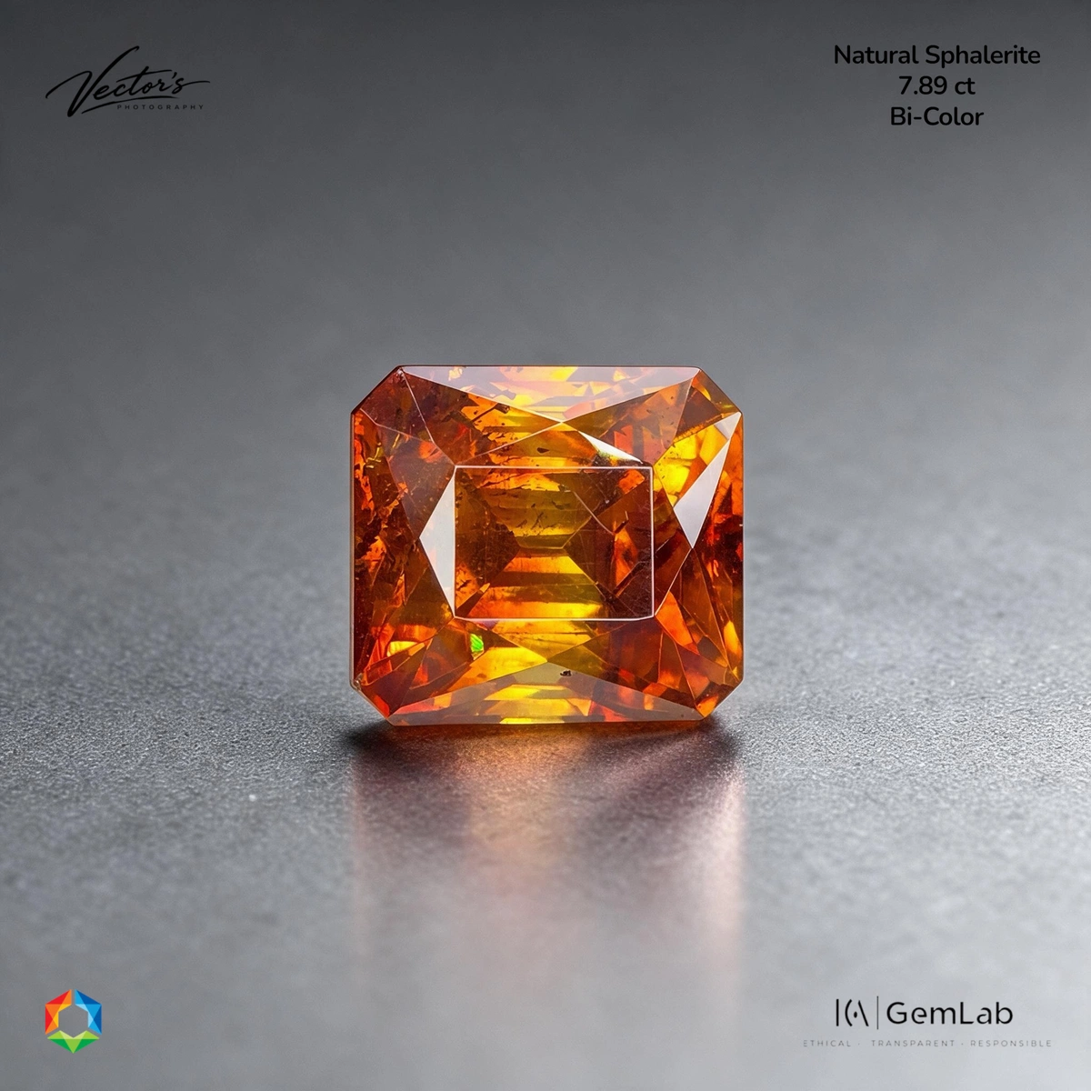 7.89 ct Orange Sphalerite Cushion – ICA Certified