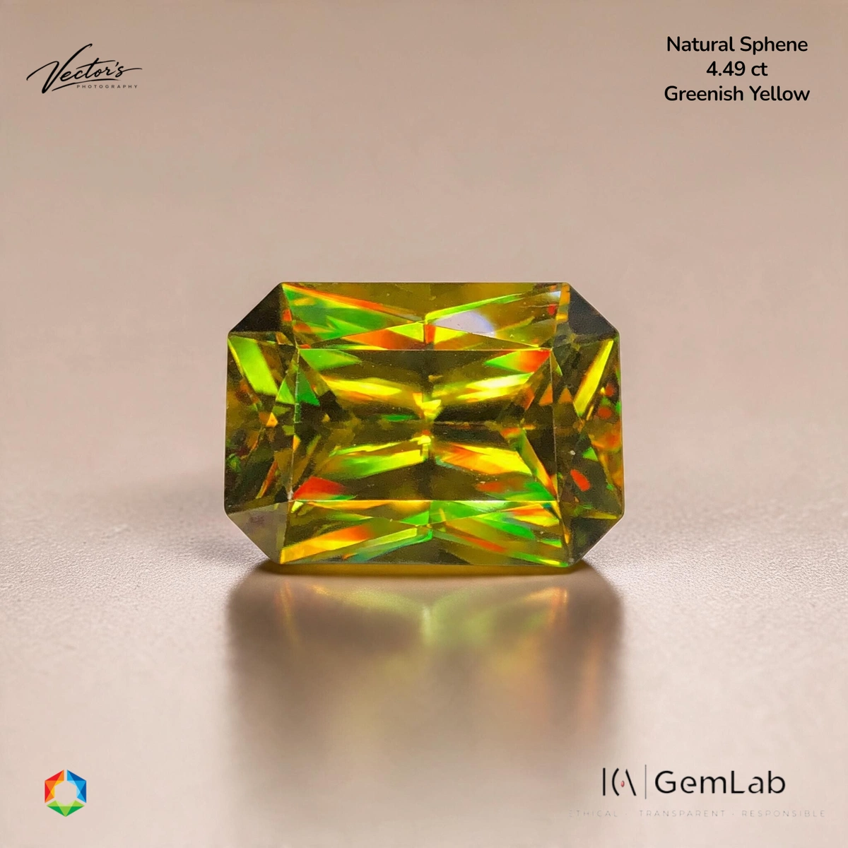4.49 ct Yellow Sphene Octagon – ICA Certified