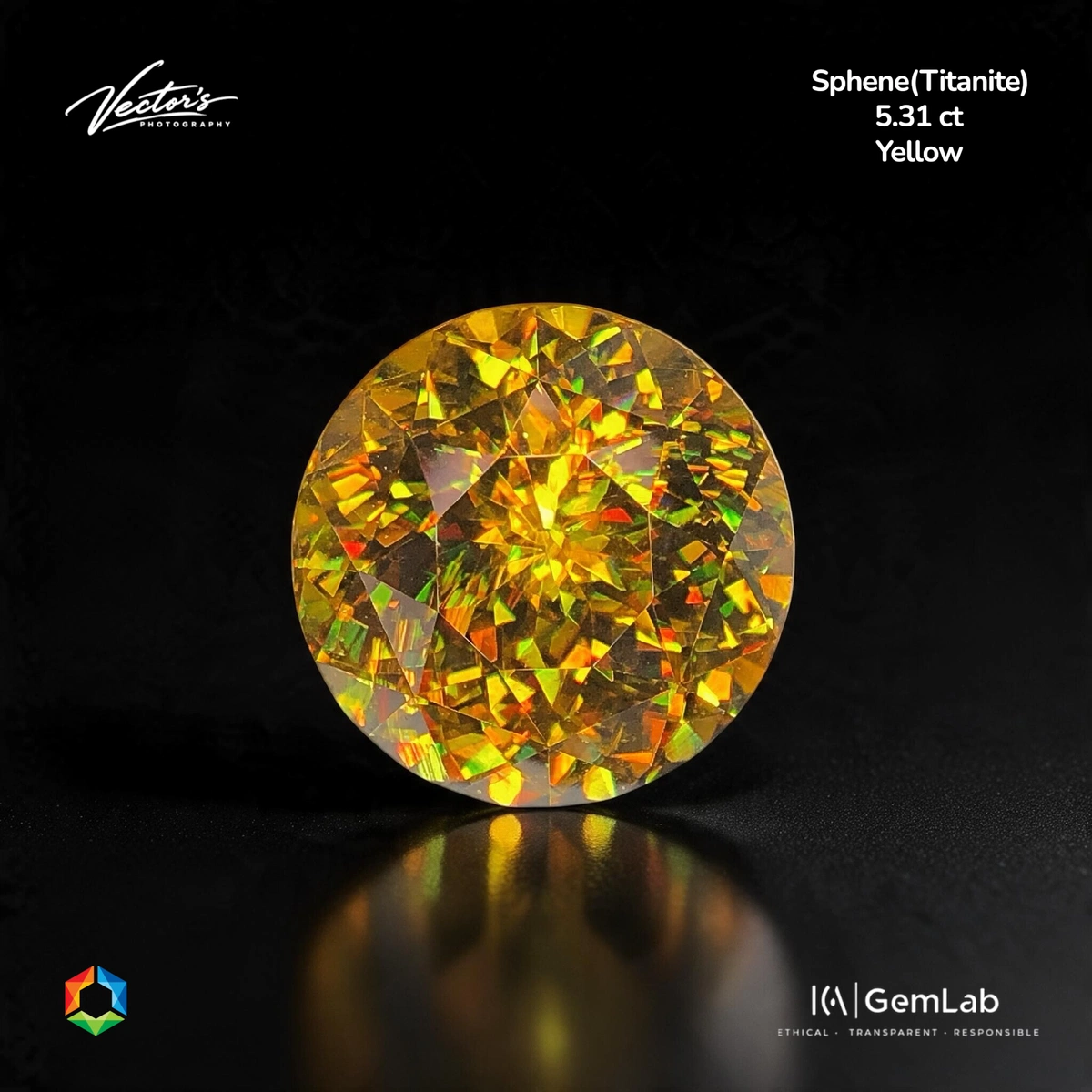 5.31 ct Yellow Sphene Round – ICA Certified