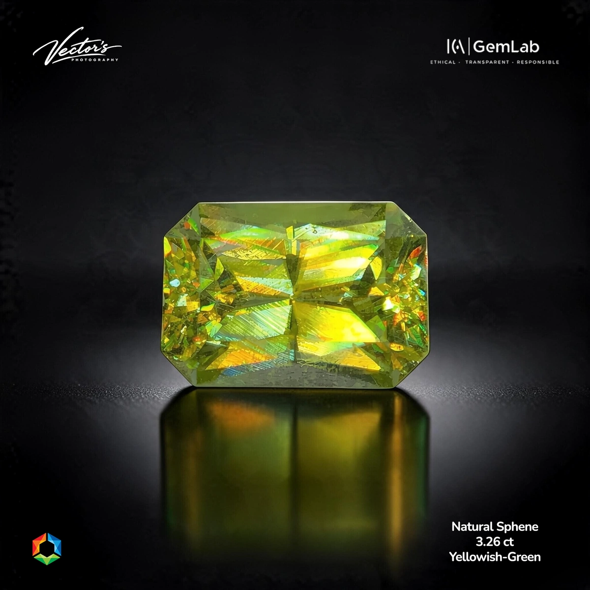 3.26 ct Green Sphene Octagon – ICA Certified