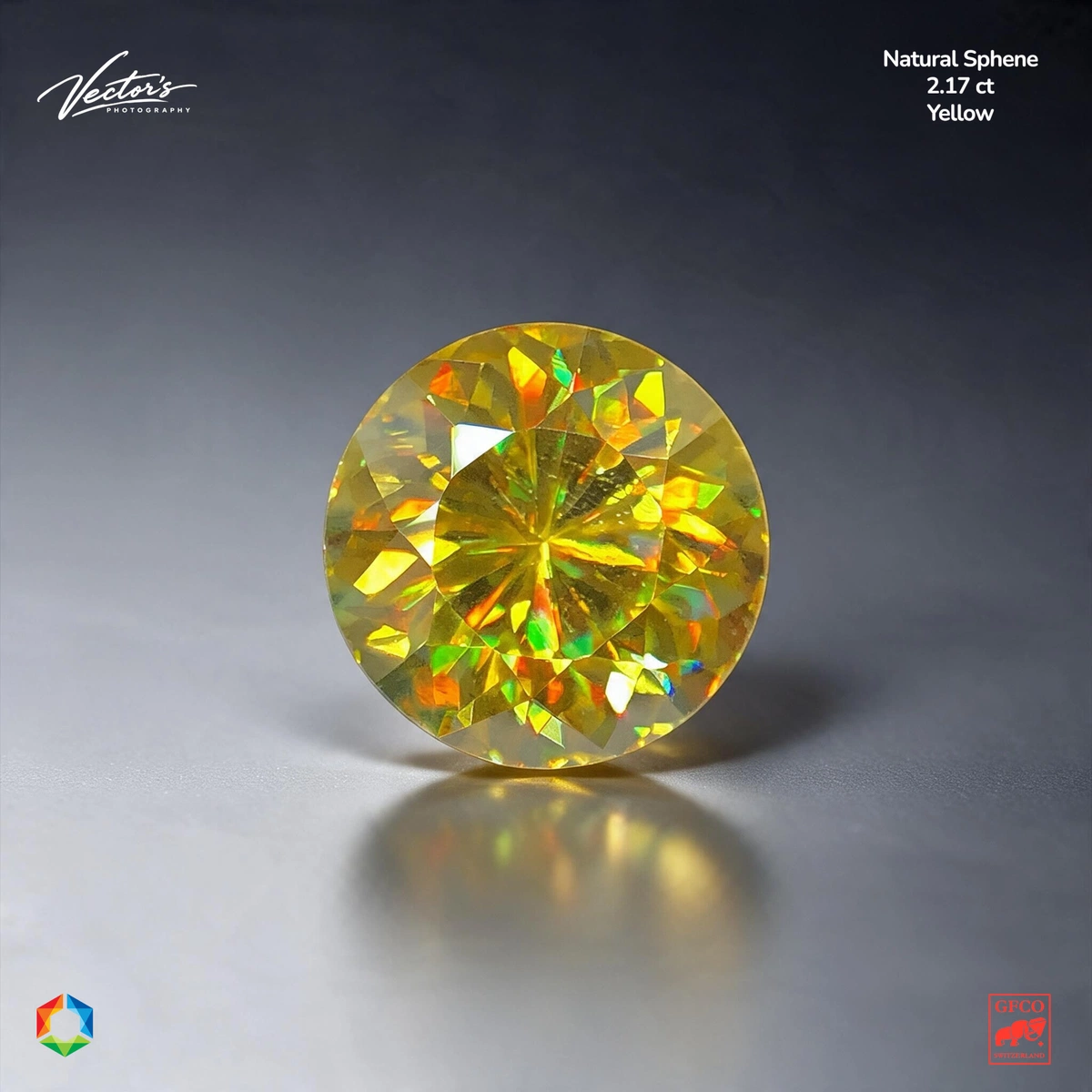 2.17 ct Yellow Sphene Round – GFCO Certified